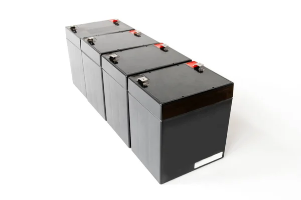 ゲル電池は さまざまなデバイスに電力を供給し メンテナンスフリーUpsバッテリーは 白い背景に隔離された — ストック写真