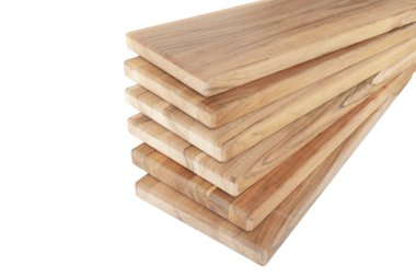 Tahta tahtalar, izole edilmiş beyaz üzerine ev ve iç dekorasyon yapmak için kenarı dikilmiş bir tahta.