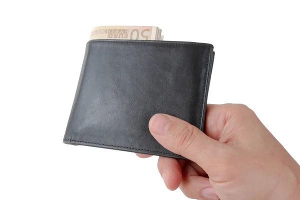 Purse Money Hand Isolated White Background — Stockfoto