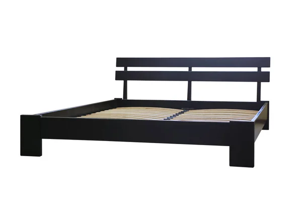 Frame Double Bed Made Wood Slats Isolated White Background — Stockfoto