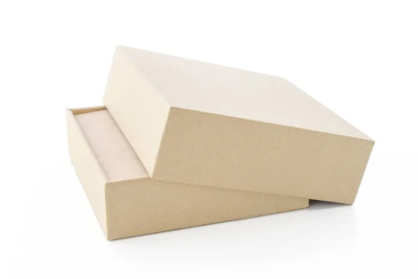 Οικολογικό Κουτί Συσκευασίας Χάρτινο Κουτί Για Μαρκάρισμα Λευκό Απομονωμένο Φόντο — Φωτογραφία Αρχείου