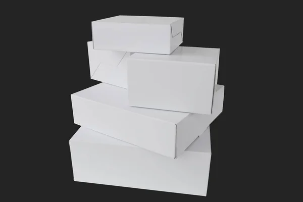 Cajas Cartón Pila Cajas Blancas Cerradas Cortadas — Foto de Stock
