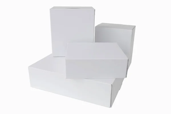 stock image cardboard boxes, stack of closed white boxes, cut out