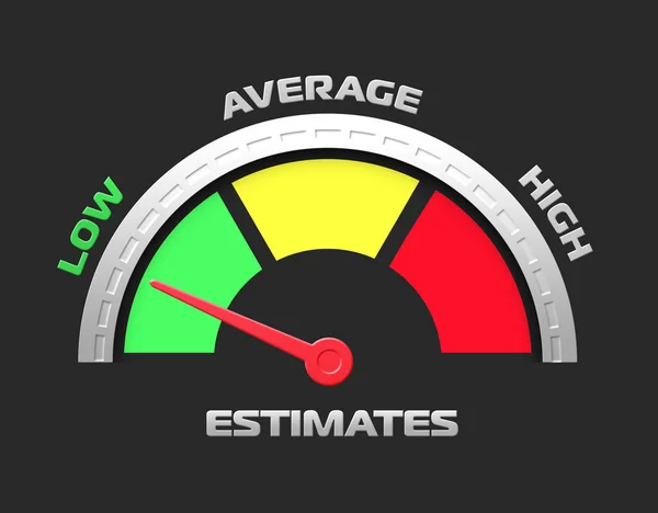 Assessment Level Indicator Icon Low Average High Arrow Scale Indicates — Stock Photo, Image