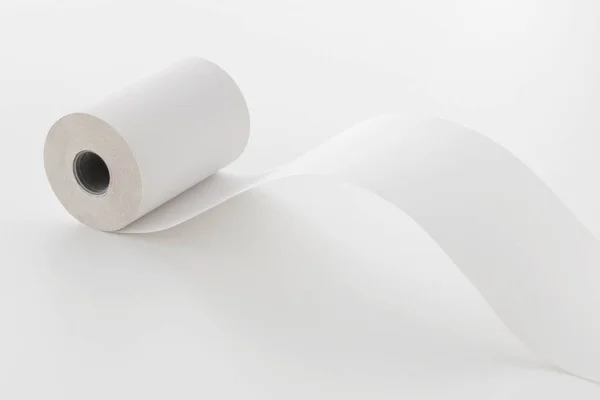 Onopgeloste Rol Papier Kopieerruimte Geïsoleerd Witte Achtergrond — Stockfoto