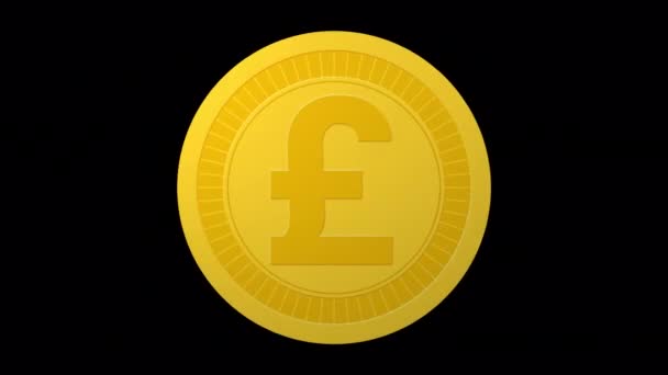Moneda Libra Británica Giratoria Fondo Aislado Con Canal Alfa Animación — Vídeo de stock