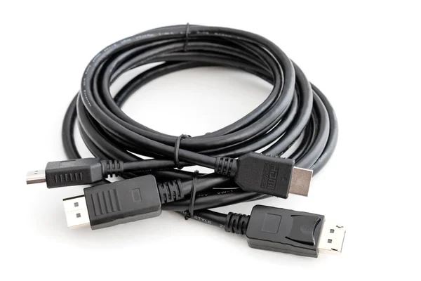 Displayport Hdmi Cable Para Conectar Ordenador Monitor Otros Productos Electrónicos —  Fotos de Stock