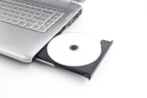 Otevřený Optický Disk Notebooku Chráněná Data Kopírovacím Prostorem — Stock fotografie