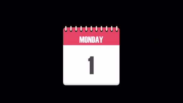 Calendario Días Con Voltear Las Páginas Lunes Viernes Pelar Las — Vídeo de stock