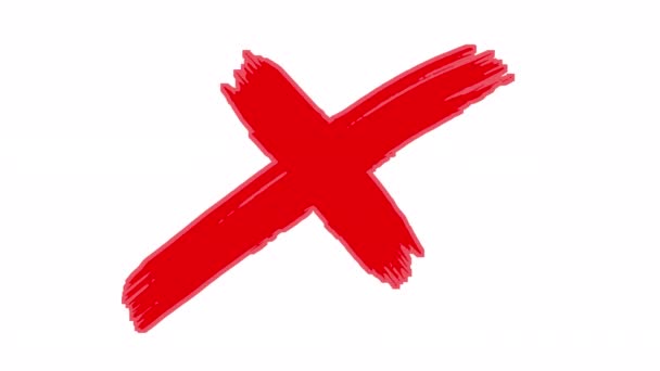 Aparência Uma Cruz Vermelha Desenhada Mão Animado Com Pincel Conceito — Vídeo de Stock