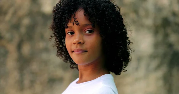 Hispanic Brazilian Black Little Child Portrait Face Close — Stock Photo, Image