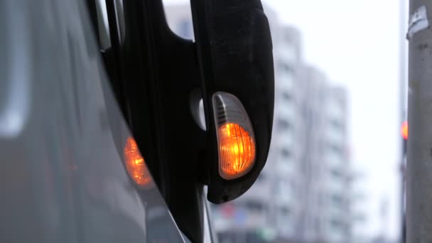 Lkw Blinkt Licht Stop Schild Der Stadt Auto Licht Blinkt — Stockvideo