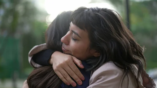 Sympathetic Woman Hugging Friend Empathy Support Friendship Concept Two Best — Foto de Stock
