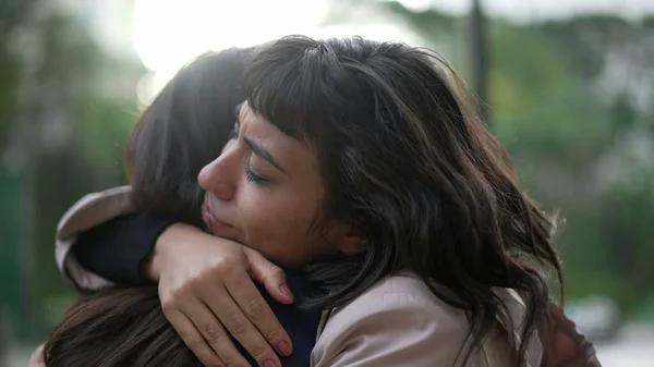 Sympathetic Woman Hugging Friend Empathy Support Friendship Concept Two Best — Foto Stock