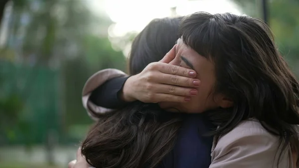 Sympathetic Woman Hugging Friend Empathy Support Friendship Concept Two Best — ストック写真