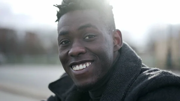 Smiling Happy Young Black African Man Portrait Face Expression — ストック写真