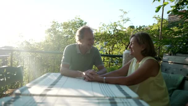 Mutlu Olgun Çiftler Ele Tutuşup Yaz Boyunca Romantik Bir Öğleden — Stok video