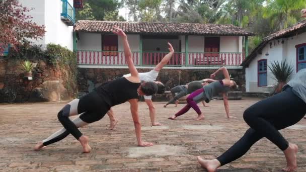 Group People Training Yoga — Stock Video