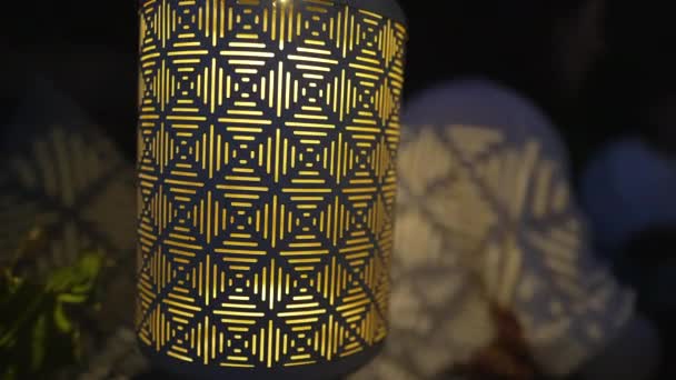 Świąteczna Dekoracja Lampy Nocnej Zewnątrz Projektowanie Podświetlanych Wzorów — Wideo stockowe