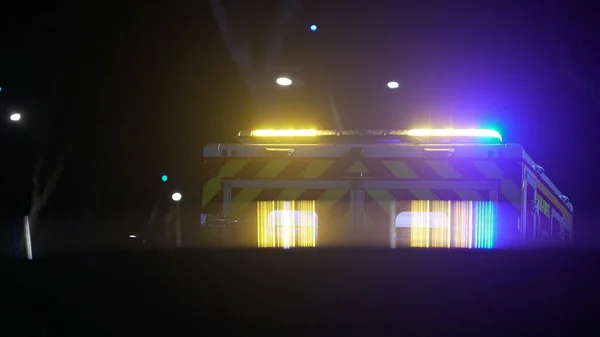 Emergency Ambulance lights blinking at night