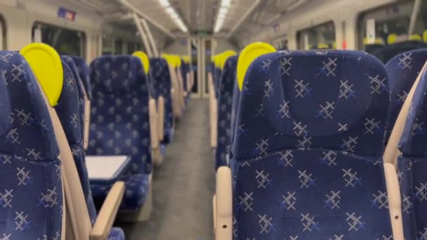 Empty Transportation Aisle Seats Nobody Train Seat — Wideo stockowe