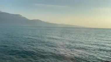 Beautiful lake seen from train view during sunset time in switzerland lake geneva