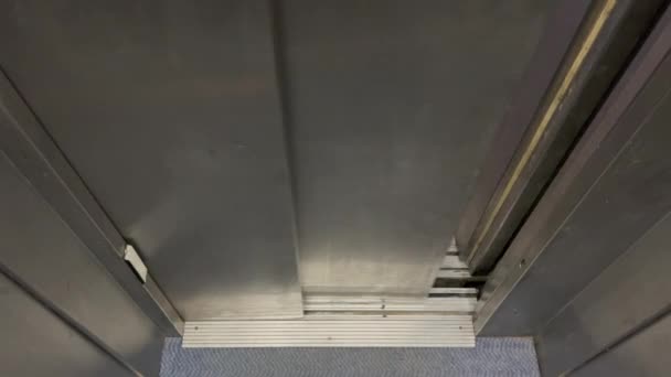 Elevator Door Closing Child Hand Pressing Second Floor Button — Vídeo de stock