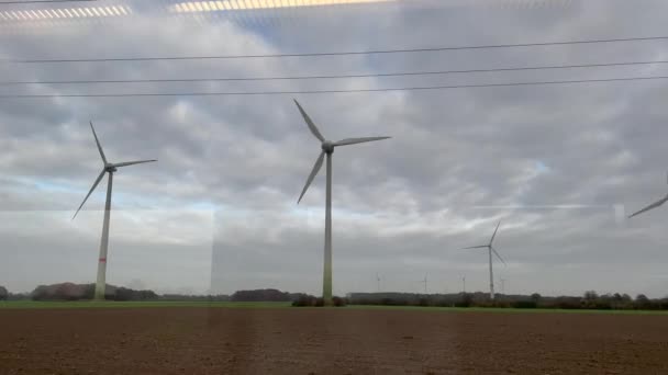 Wind Panels Seen Car Window Motion — Stok video