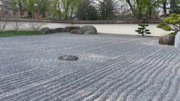 Calm Japanese Garden Rocks Stones Tranquility Concept — Vídeo de stock