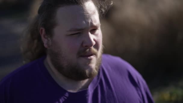One Stressed Overweight Young Man Feeling Frustration Street Concerned Person — Video
