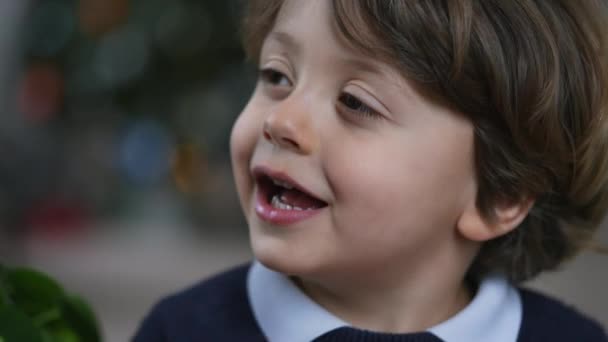 Πορτρέτο Ενός Αξιολάτρευτου Βρέφους Μωρό Ετών Παιδί Closeup Πρόσωπο Χαμογελά — Αρχείο Βίντεο