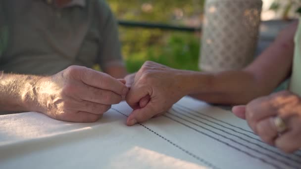 Dışarıda Ele Tutuşan Yaşlı Bir Çiftin Fotoğrafını Çek Evli Olgun — Stok video