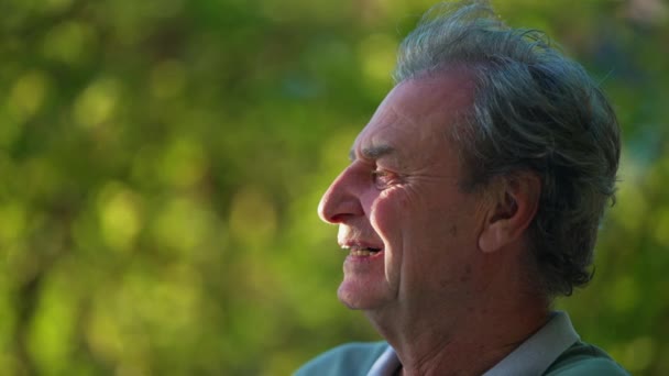 Contemplative Senior Man Enjoying Nature Pensive Mature Person 70S Meditative — Stock video