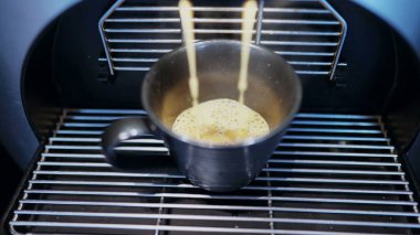 Espresso machine close up at hotel morning boufet. Coffee automation