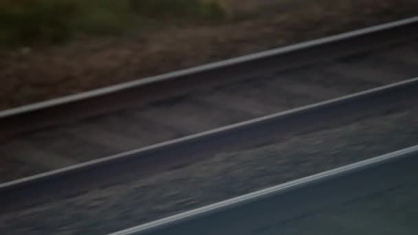 Vysokorychlostní Vlakové Koleje Pohybu Detailní Záběr — Stock video