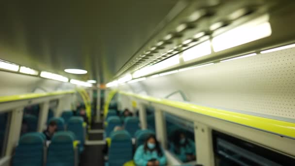 ภาพเบลอของเพดานการขนส งรถไฟก โดยสารในพ นหล — วีดีโอสต็อก