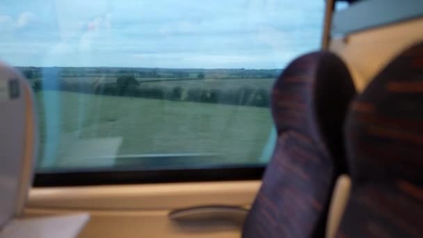 Passenger Pov Train Window While Traveling — Stockvideo
