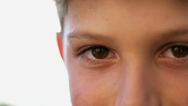One Teen Young Oby Macro Eyes Close Looking Camera Kid — Stock Photo, Image