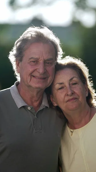 Close Older Married Husband Wife Faces Smiling Portrait Senior Couple — Stock Photo, Image