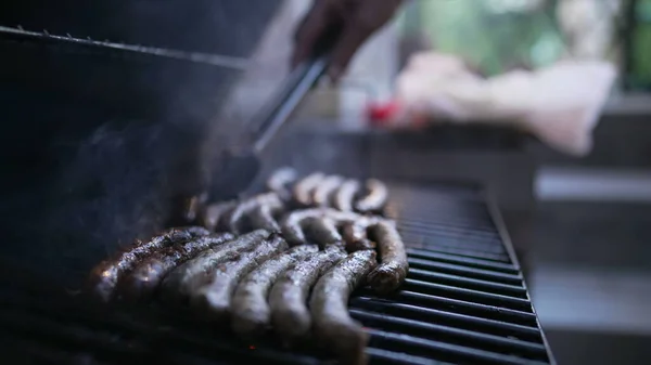 Food Barbecue Backyard Grill Close Sausages Grilling — Stok fotoğraf