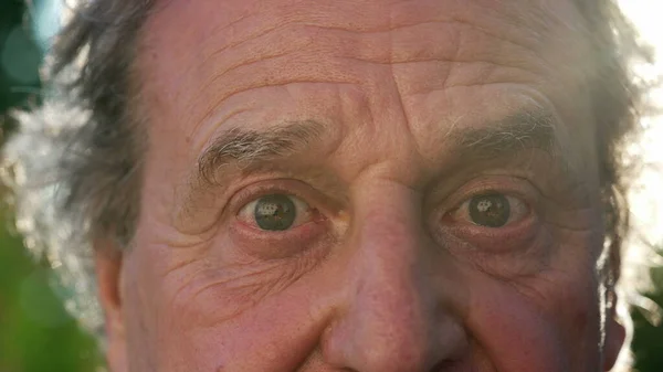 One Mature Senior Man Shock Reaction Macro Close Eyes Older — ストック写真