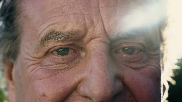 Mutlu Bir Yaşlı Insan Macro Kırışık Yaşlı Bir Adamın Gözlerini — Stok fotoğraf