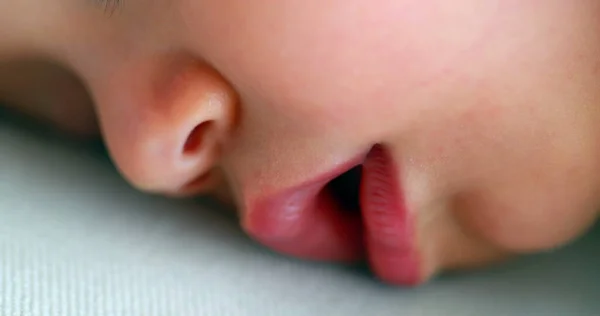 Closeup Baby Face Sleeping Infant Eyes Closed Macro Details — Stockfoto