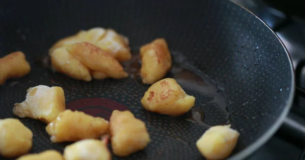 Cooking Gnocchi Flying Pan Close Food — Zdjęcie stockowe