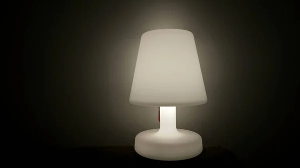 One Lamp Glowing Light Dark Bedside Nightlamp — Stock Photo, Image