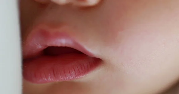 Macro Closeup Infant Baby Face Details While Sleeping Toddler Child —  Fotos de Stock