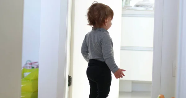 One Year Old Baby Toddler Standing Observing Infant Child Stands — 스톡 사진