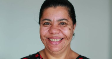 Smiling happy black woman portrait. African american woman smile and joy