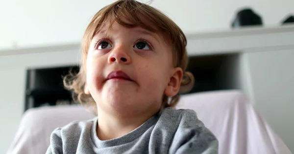 Portrait Baby Boy Hypnotized Screen Child Face Watching Cartoon — Stockfoto