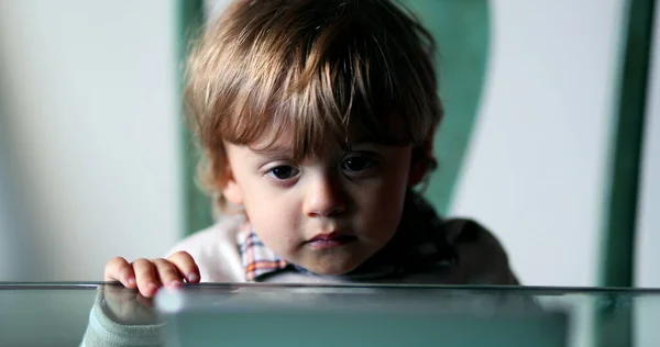 Toddler Baby Watching Cartoon Media Tablet Device — Foto de Stock
